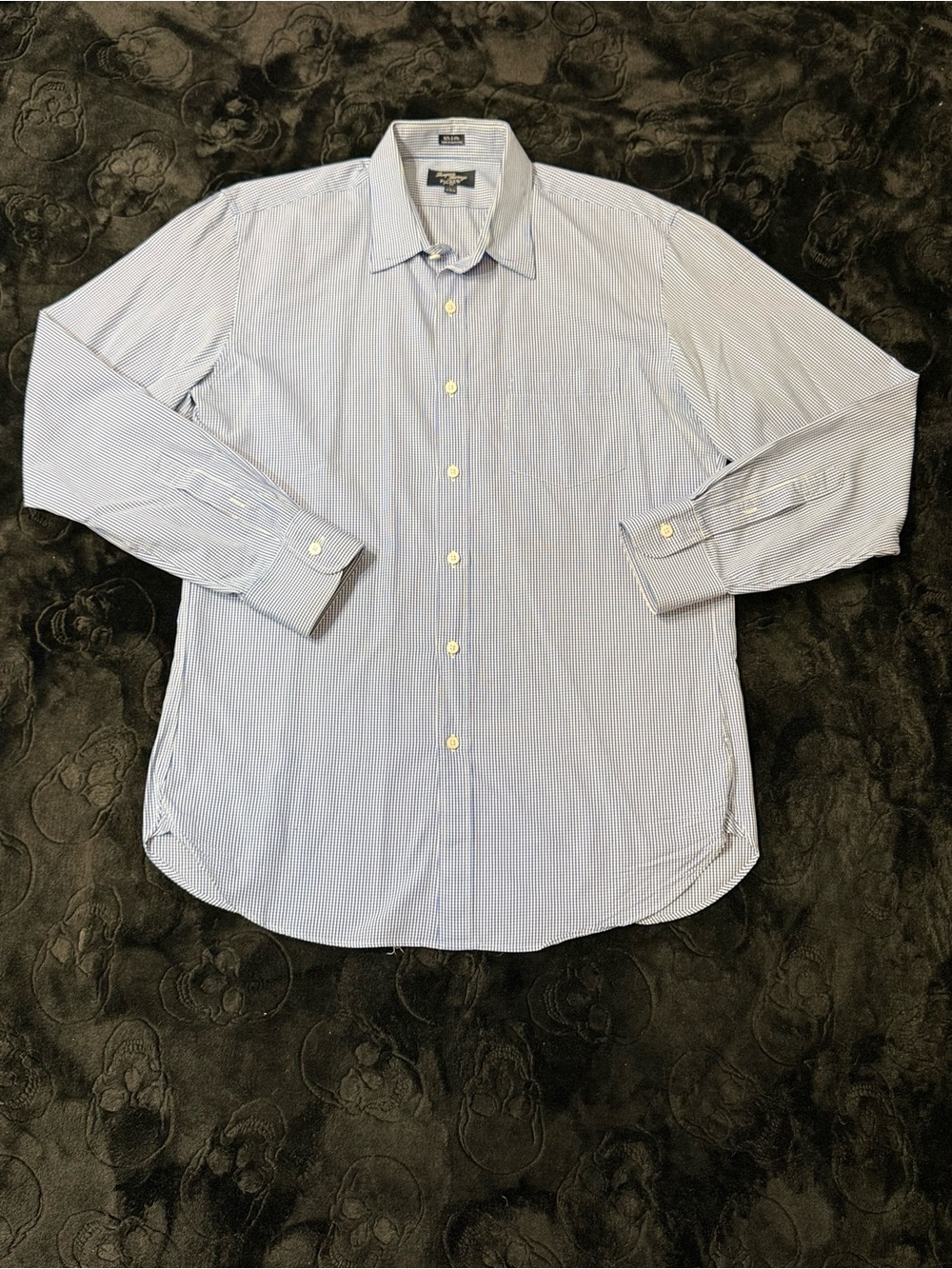 J Crew Thompson Shirt L Blue Check 80s 2-Ply Cotton Preppy Quiet Luxury